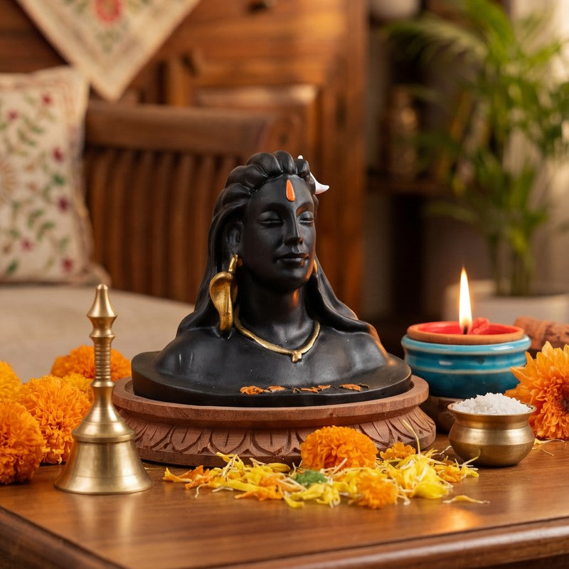 Lord Adiyogi Divine Ebony Wood Idol
