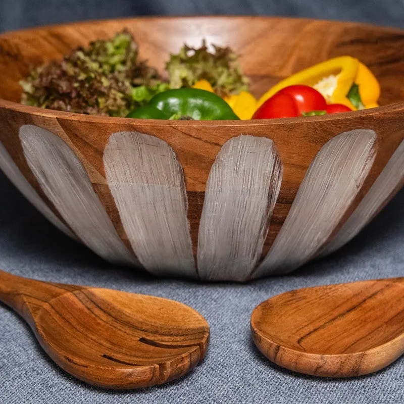 Rustic Distress Wood Salad Bowl with Serving Spoons (1750 mL) - Three Piece Set media 10