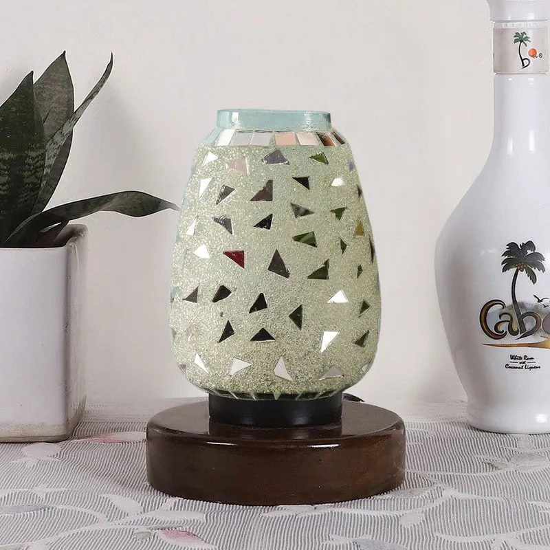 Auralisse Mosaic Glass Table Lamp With Wooden Base - Multicolor media 4