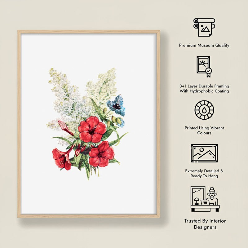Blushing Blooms Archival Paper Wall Art  - Natural Brown Frame media 8