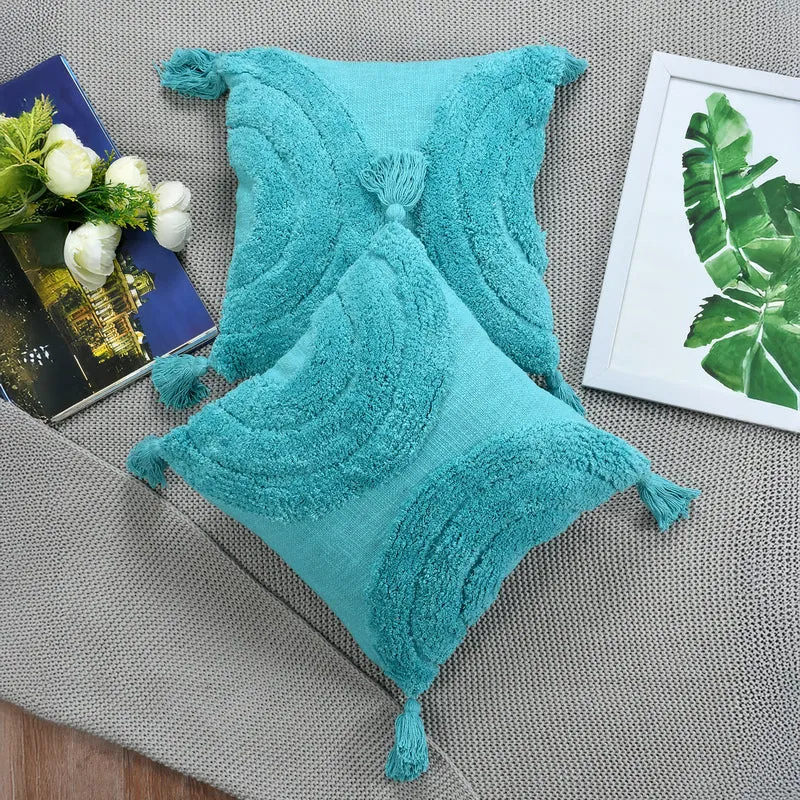 Aquila  Tufted Cushion Cover (Blue) - Set Of Two media 2