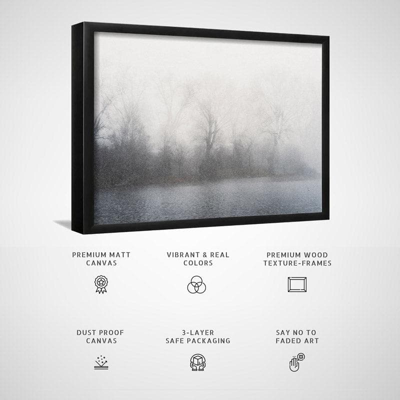 Misty Mood Landscape Wall Painting -Black & Grey media 5