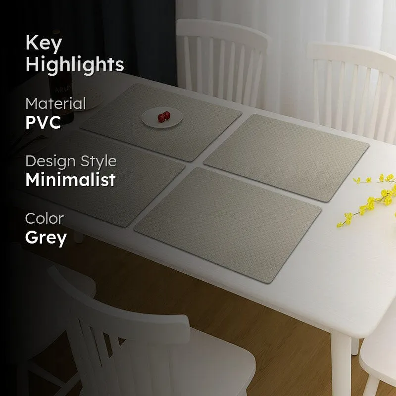 Aureon Grey Rectangle PVC Table Mats - Set Of Four media 2