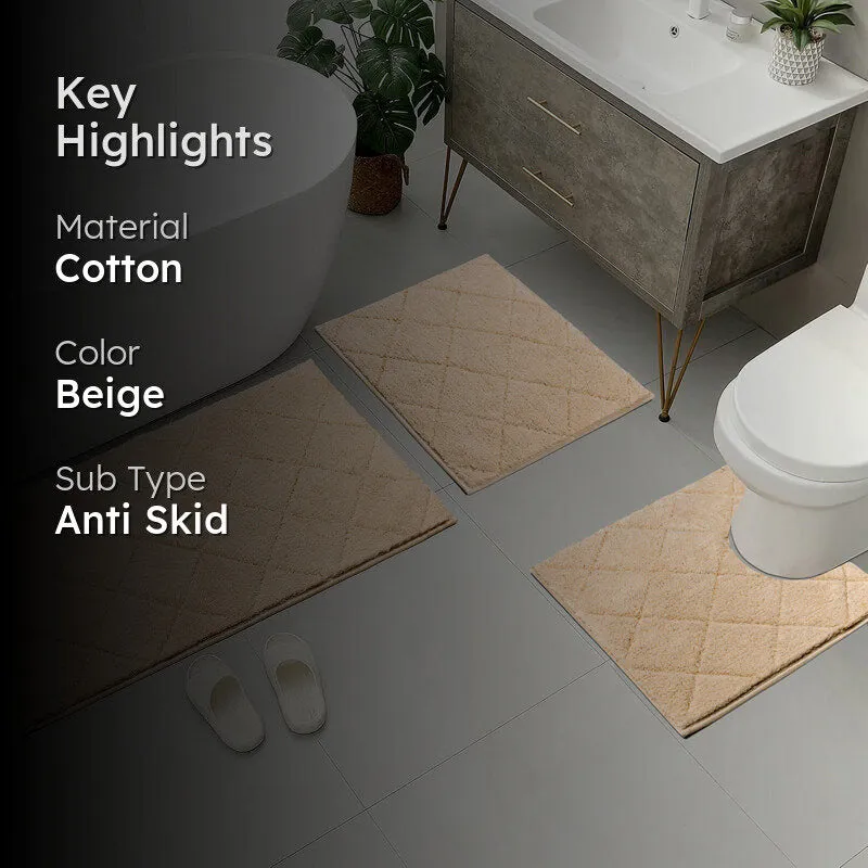 Saral Home Affaire Anti-Skid Bathmat (Beige) - Set Of Three media 2