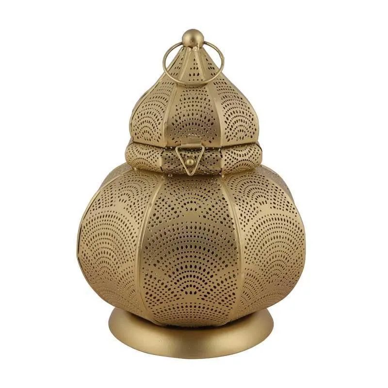 Antique Turkish Lantern Metal Table Lamp - Bronze media 5