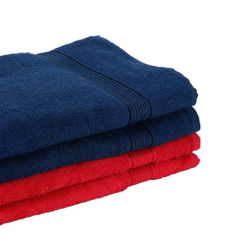 Bodil Bath Towel (Navy Blue & Red) - Set Of Four media 3