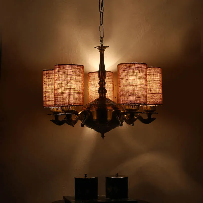 Baroque Cylindrical Golden Antique Ceiling Lamp media 1