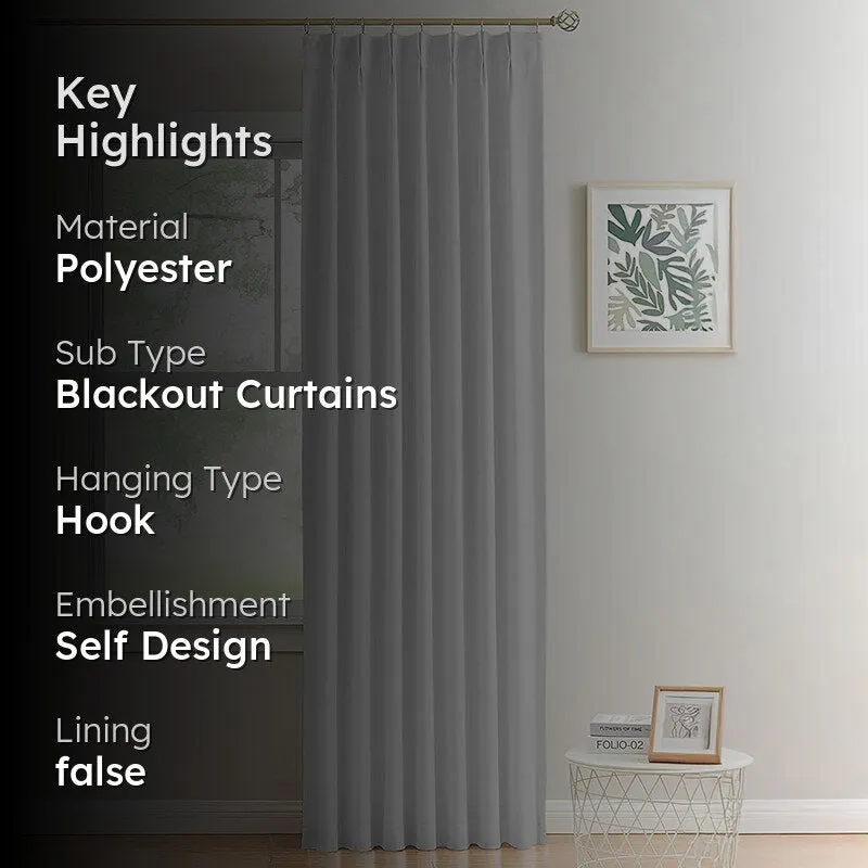 Noir Double Pinch Pleat Blackout Curtain - Silver media 2