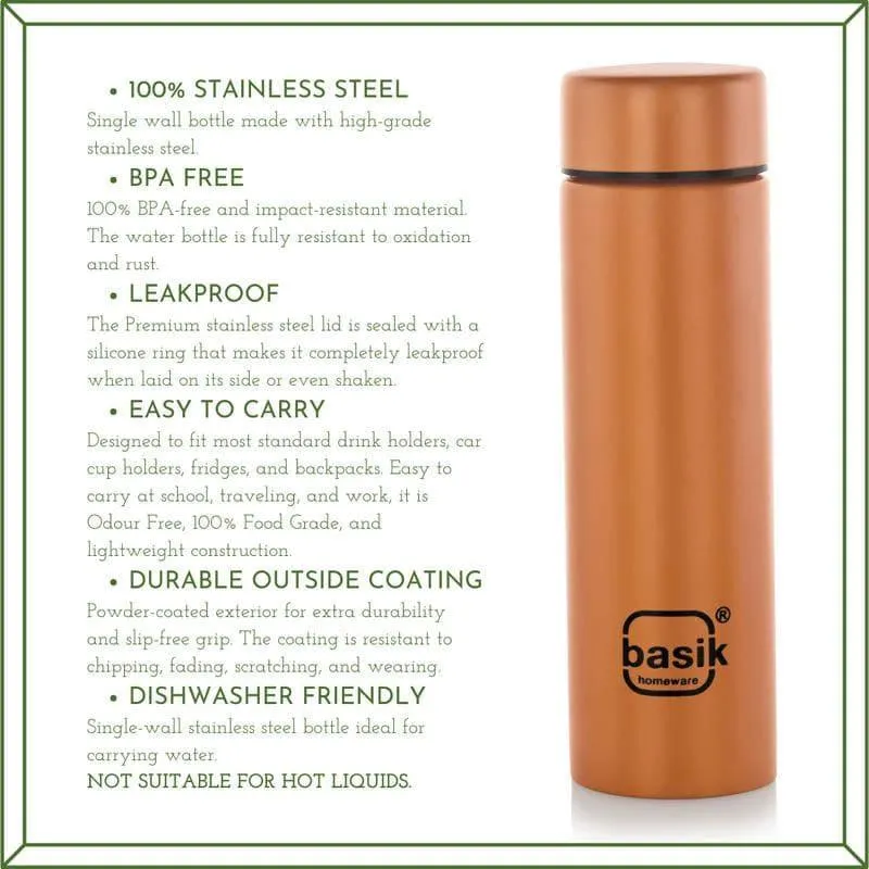 Evara Stainless Steel Bottle (Orange) - 330 mL media 3