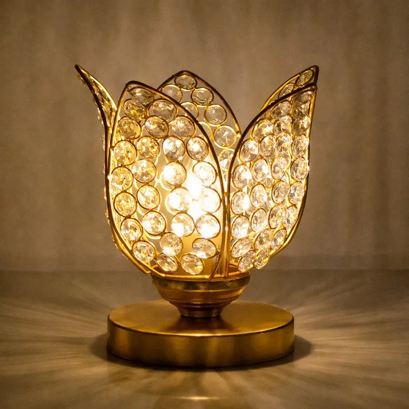 Floral Culture Metal Table Lamp - Gold media 5