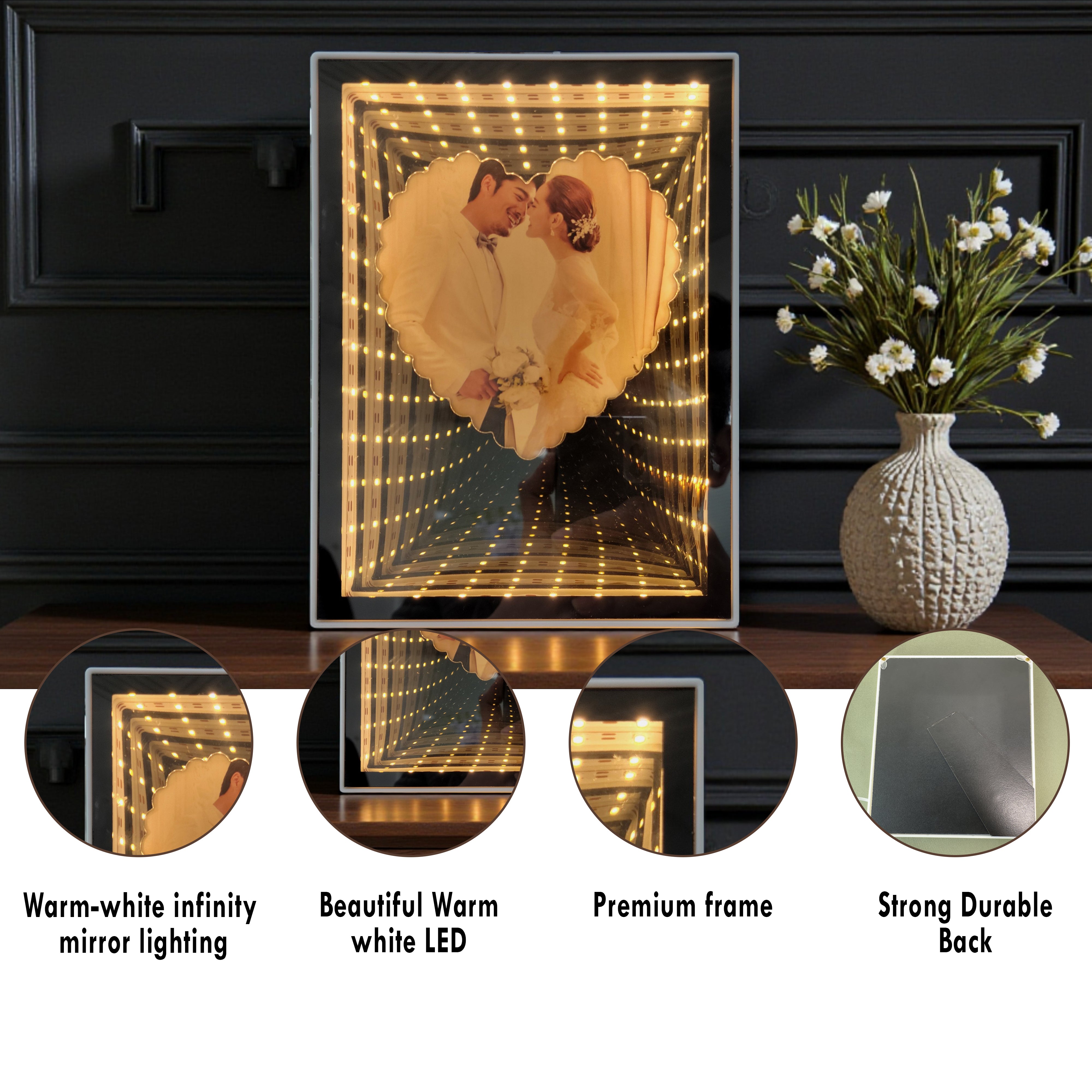 Cupid Hollow Glow Plastic Photo Frame - Black media 5