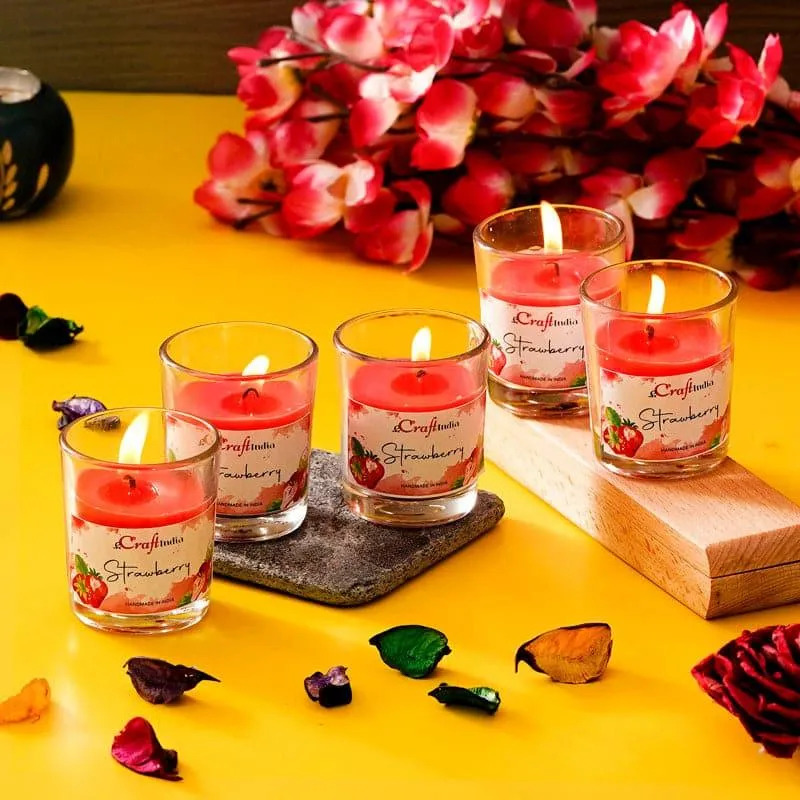 Seema Strawberry Scented Candle - Set Of Five media 3