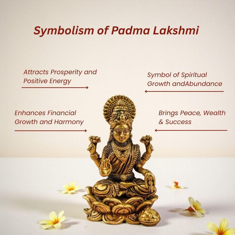 Auspicious Goddess Lakshmi Brass Idol media 3