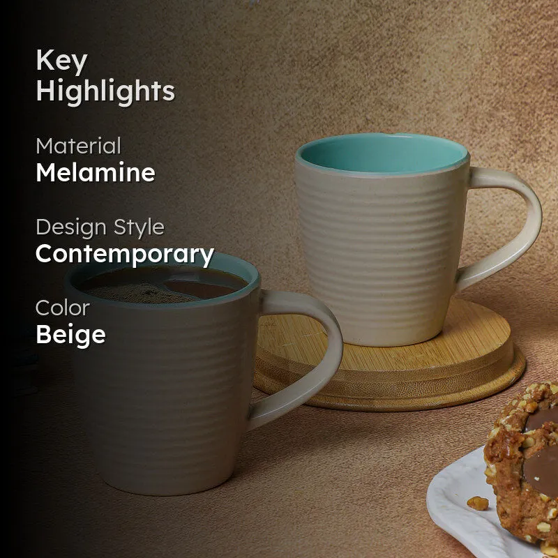 Brew Melamine Coffee Mug (250 mL Each/Beige) - Set of Two media 2