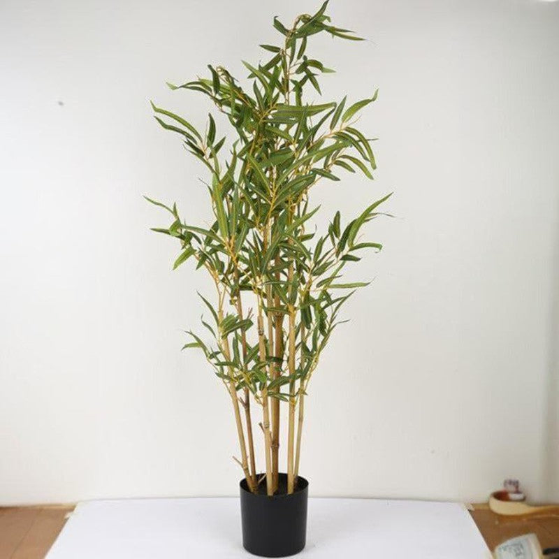 Faux Tall Bamboo Bonsai In Black Plastic Pot - 3.12 ft media 3
