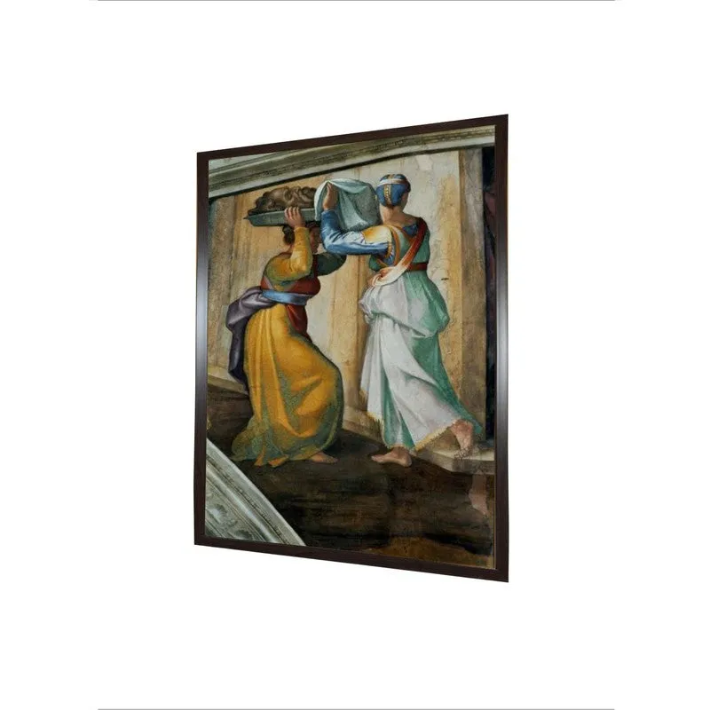 Angled view of rectangular framed canvas wall painting