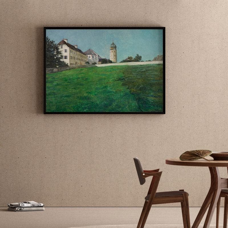 A View of Frauenchiemsee Canvas Wall Painting - Black Frame