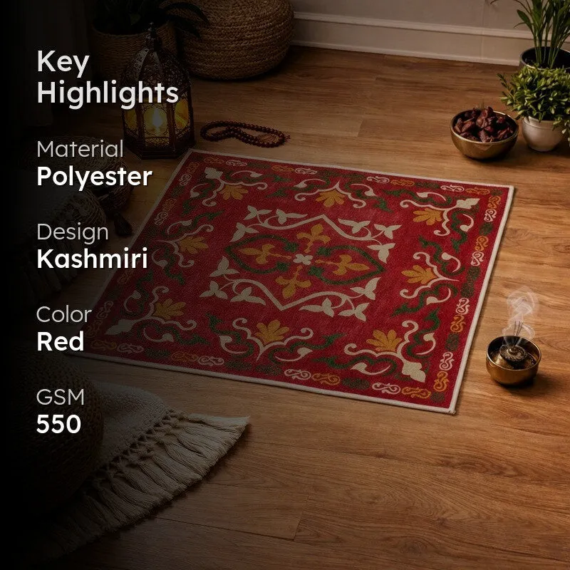 Divine Aangan Prayer Mat (Red) - 550 GSM media 2
