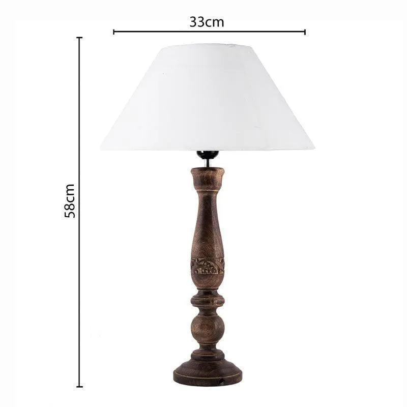 Floral Carved Fabric Table Lamp - White,Brown media 5