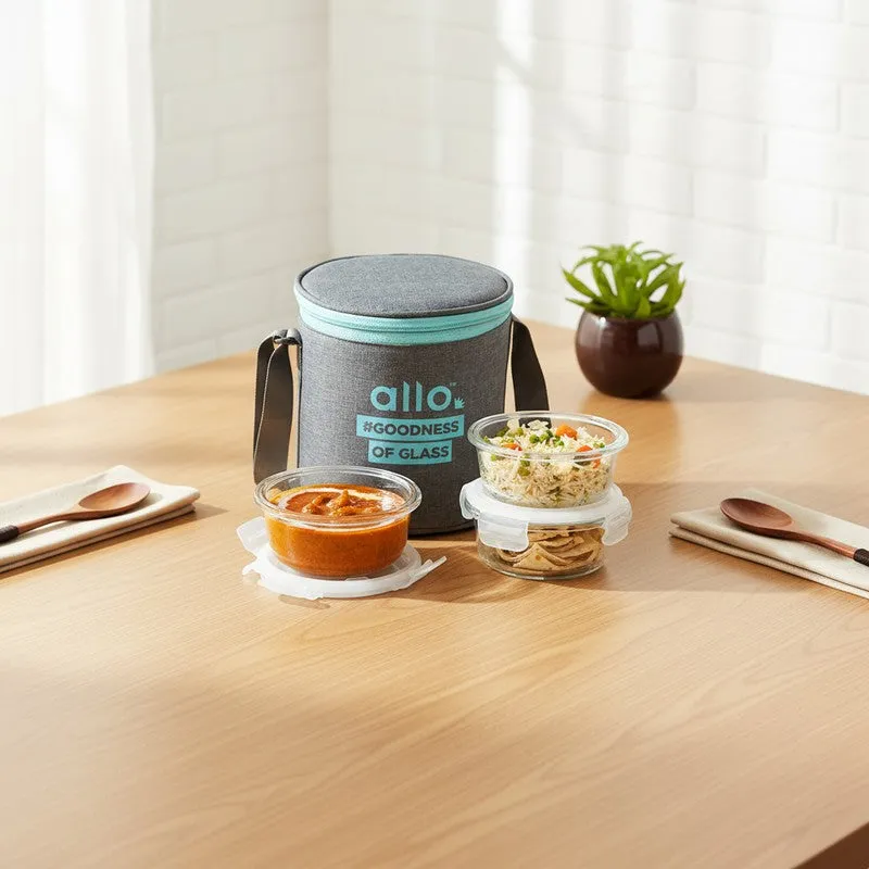 Paksys Leak Proof Glass Lunch Box (400 mL Each) - Set Of Three media 3