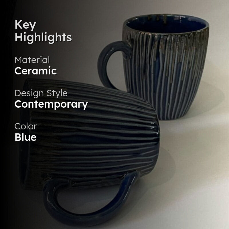 Stripe Ceramic Coffee Mug (300 mL Each) - Set of Four media 2