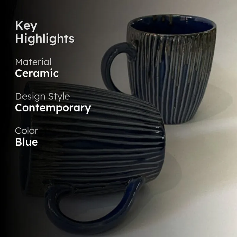 Stripe Ceramic Coffee Mug (300 mL Each) - Set of Four media 2