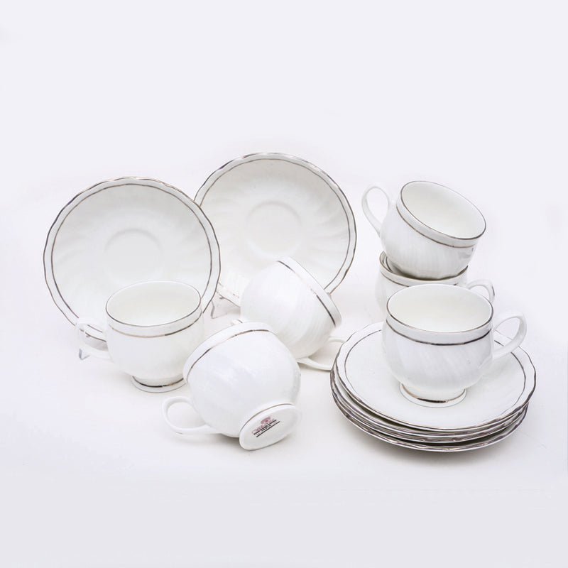 Wynter Bone China Cup & Saucer (150 ML) - Twelve Piece Set