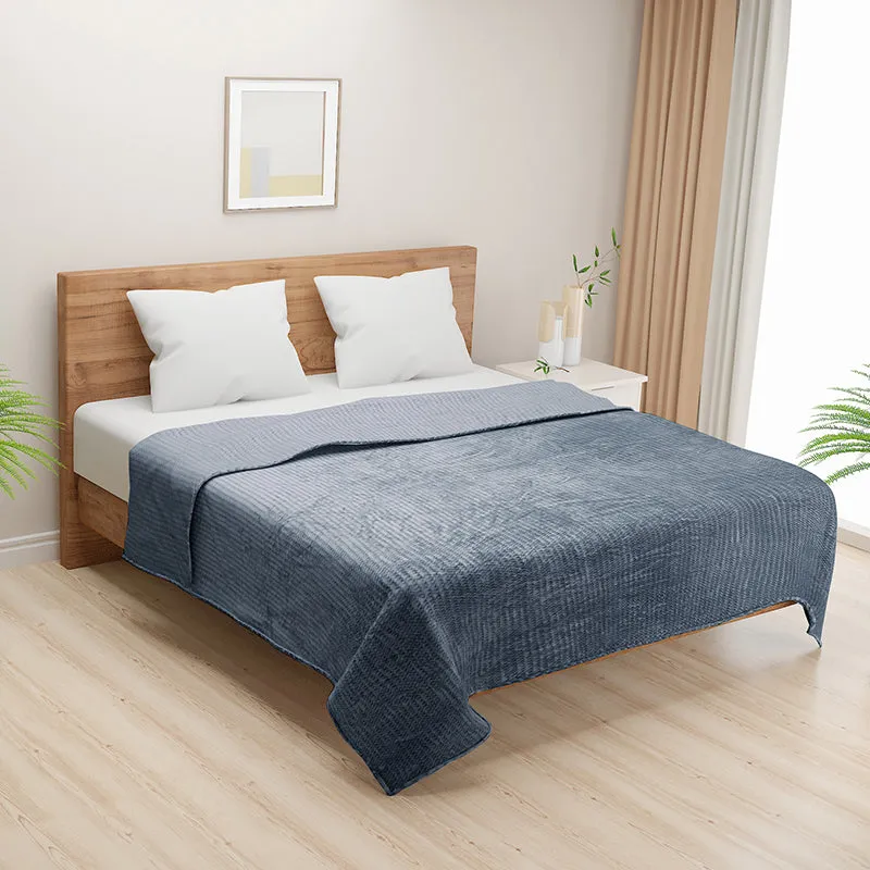 Swayam Seda Mink Blanket (Blue) - 240 GSM media 1
