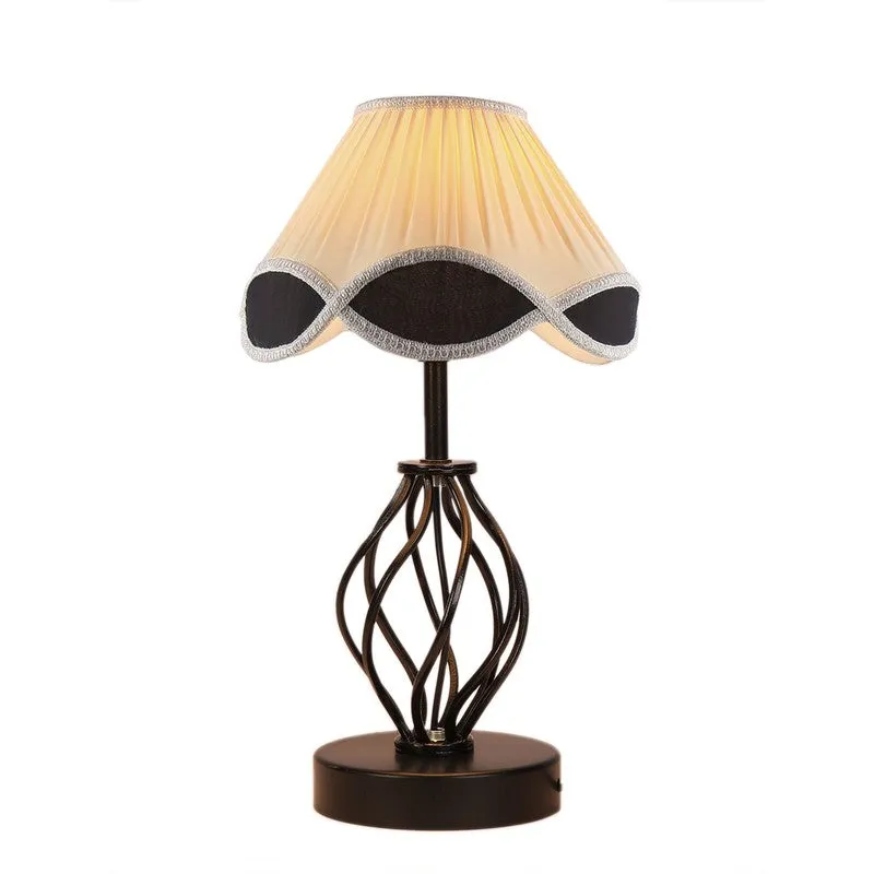 Auralirae Cotton Table Lamp With Wooden Base - Ivory media 7