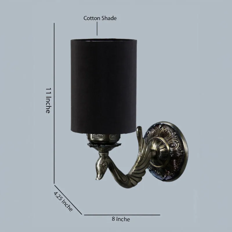 Amro Retro Cylindrical Fabric & Metal Wall Lamp - Black media 5
