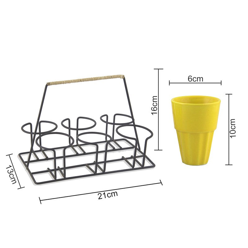 Terra Vibe Kulhad (120 mL,Yellow) - Seven Piece Set media 6
