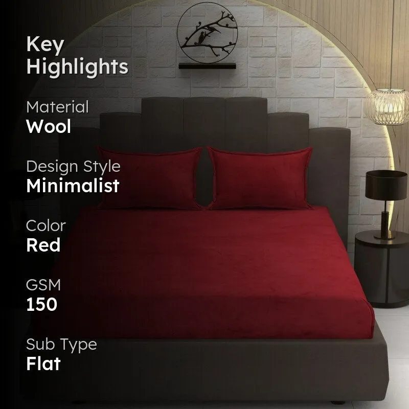 SolidLuxe Woolen Bedsheet (Red) - 150 GSM media 2