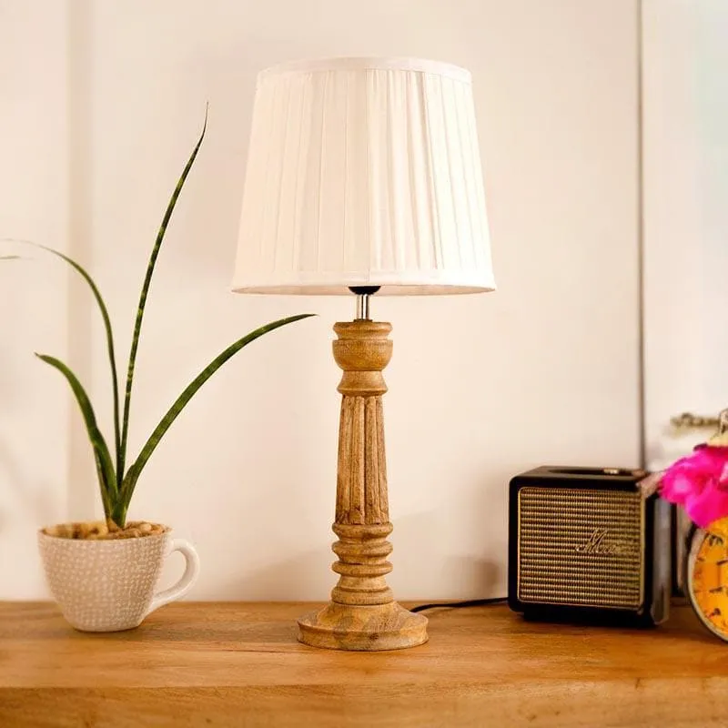 Classy Twist Pillar Fabric Table Lamp - White,Brown media 3