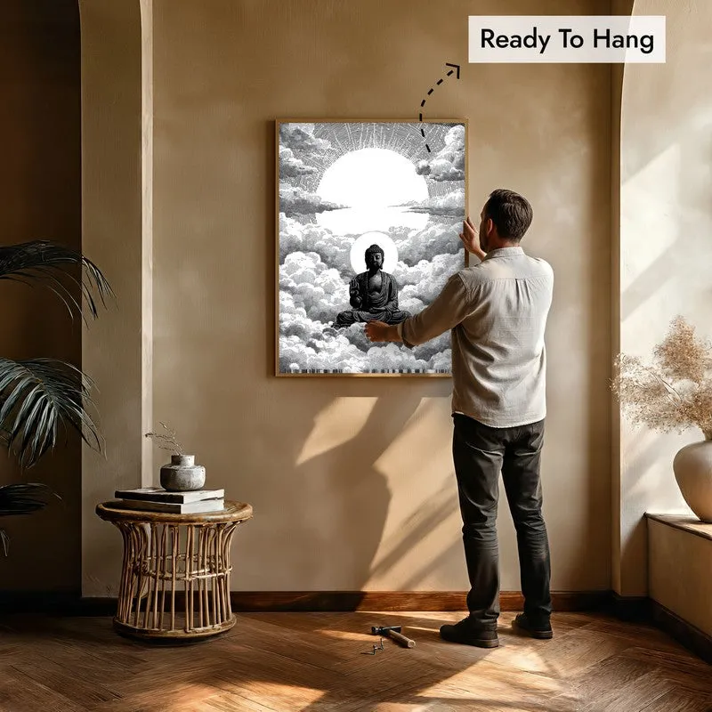 Buddha In Clouded Serenity V Wall Painting With Brown Frame media 6