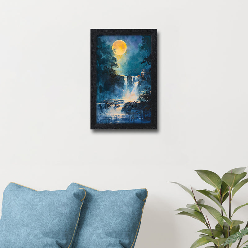 Moonlit Waterfalls Wall Painting