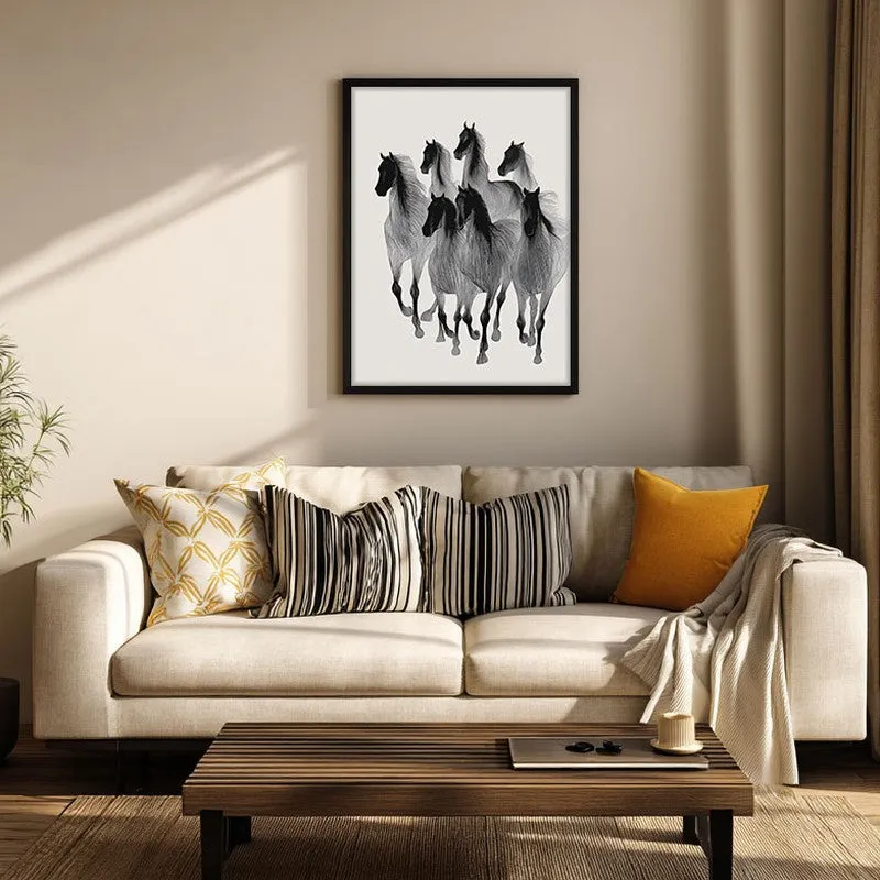 Wild Horse Cascade Wall Painting With Black Frame media 5