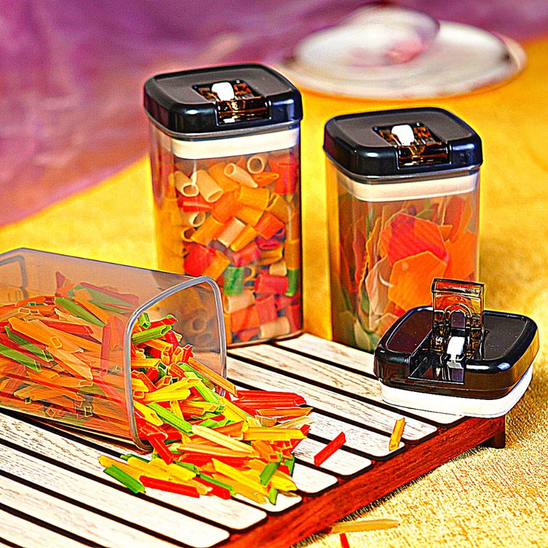 Snaplock Pure Keep Air Tight Container (Black/1000 mL Each) - Set of Twelve media 5