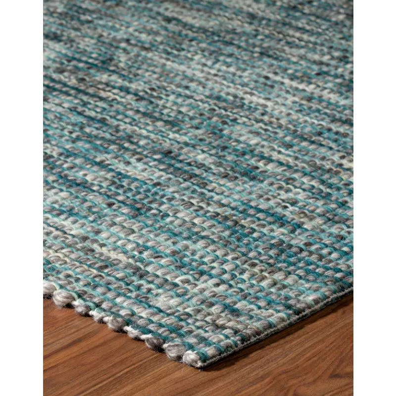 Artistry Threads Hand Woven Wool Rug - Sea Blue & Brown media 6