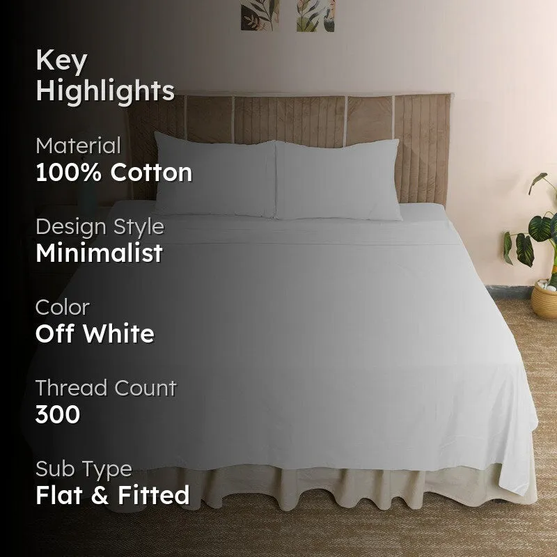 SnowSilk Minimal Cotton Bedsheet 300 TC - Set of Two media 2