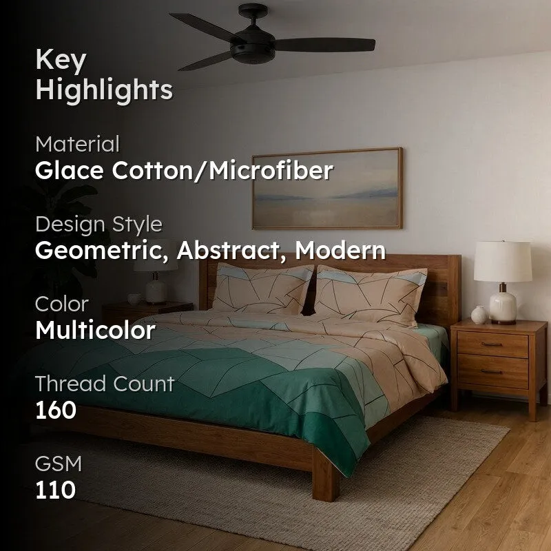 Mosaic Abstract Microfiber Bedsheet (Green & Peach) - 110 GSM media 2