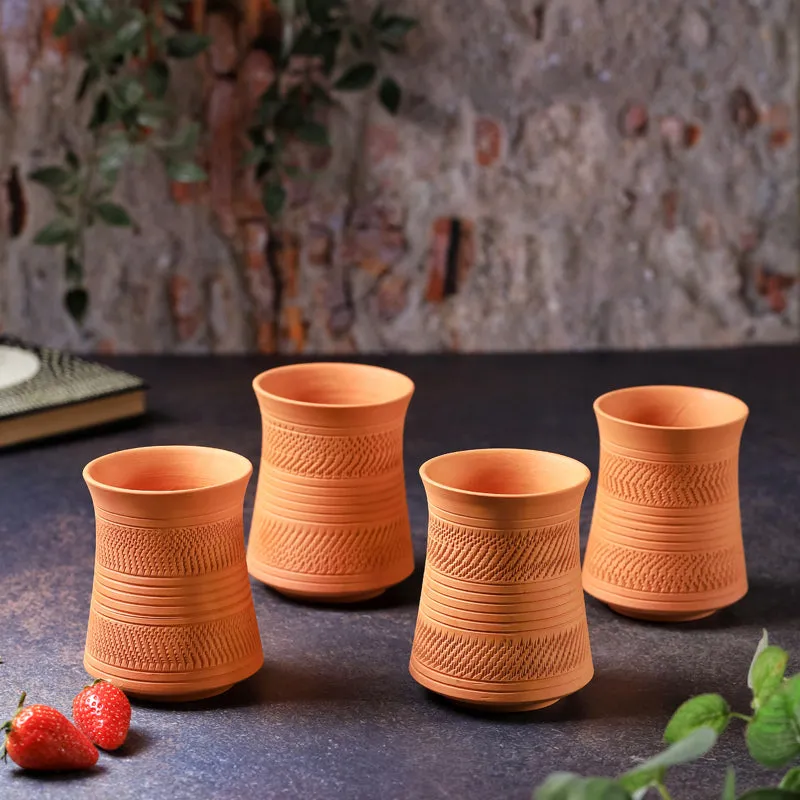 Mitti Curve Terracotta Glass (350 mL) - Set Of Four media 1