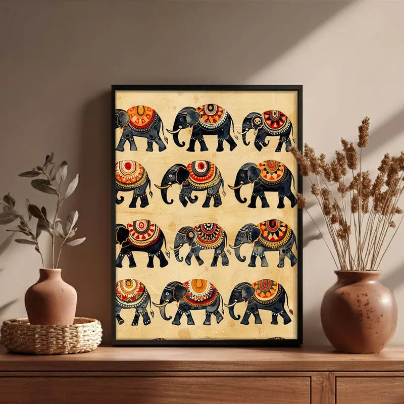 Hathira Canvas Wall Painting With Black Frame media 6