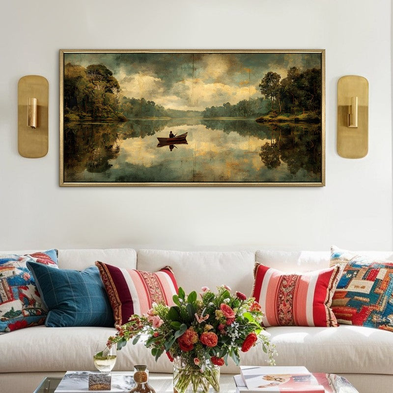 Solitary Boat Reflection Wall Art