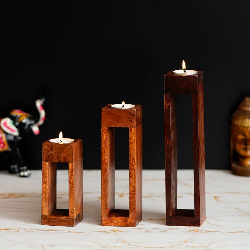Cedar Glow Tea Light Holder - Set Of Three media 3