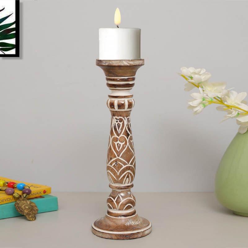 Rae Wooden Candle Holder - Tall media 3