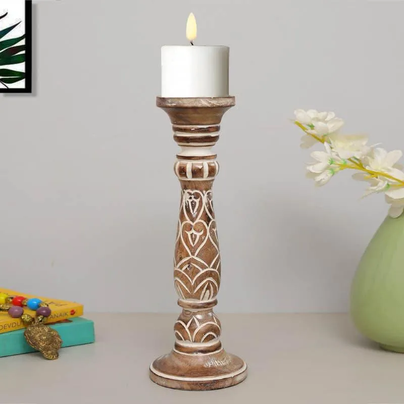 Rae Wooden Candle Holder - Tall media 3