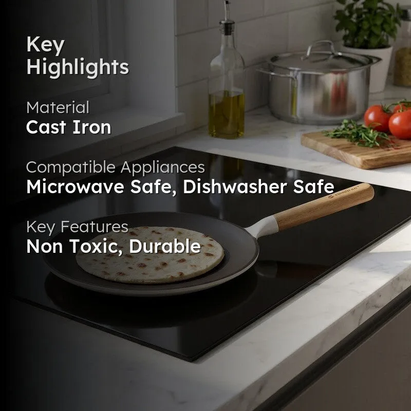 Cumin Co Enamel Cast Iron Roti Tawa - White media 2
