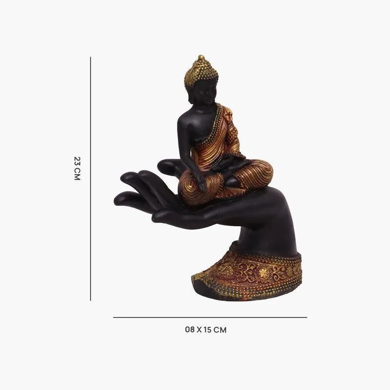 Meditating Buddha Polyresin Idol (Black) - Set Of Three media 8