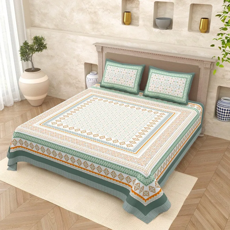 Royal Touch Cotton Bedsheet (Blue,Green,White) - 120 TC media 1