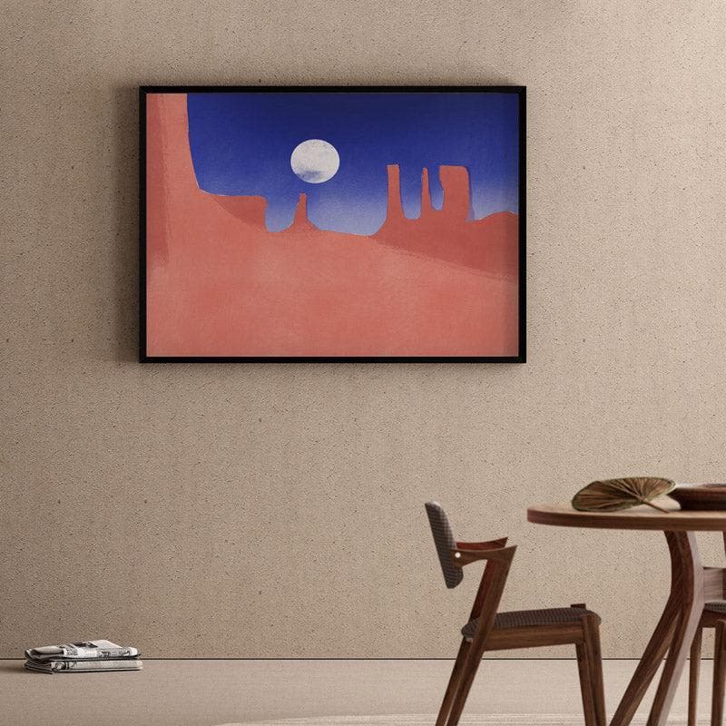 Red Rock Moonlight Canvas Wall Painting - Black Frame